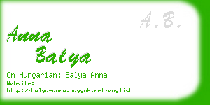 anna balya business card